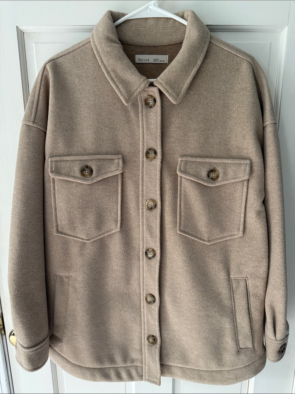 BE COOL Women’s Taupe Shacket with Flap Pockets
